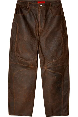 ECKHAUS LATTA Pantalon en cuir à effet usé