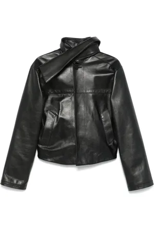 ALAINPAUL Veste en cuir à col foulard
