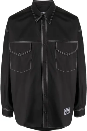 VERSACE Chemise en coton à patch logo