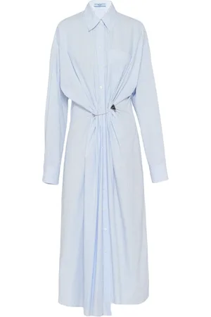 Prada Robe-chemise rayée à détail d