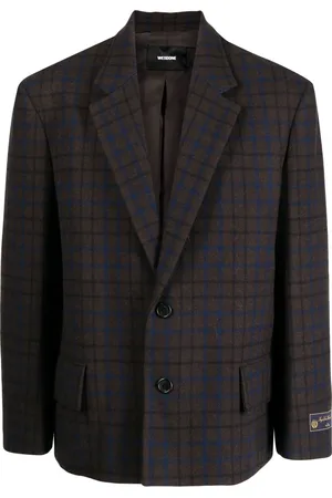 We11 Done Blazer boutonné à motif grille