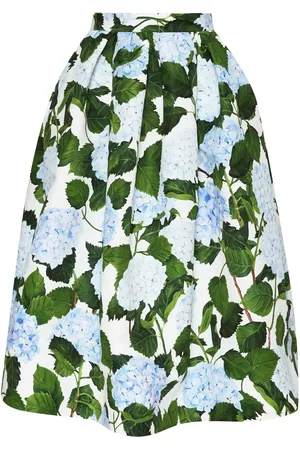 Oscar de la Renta Jupe mi-longue ceinturée à fleurs