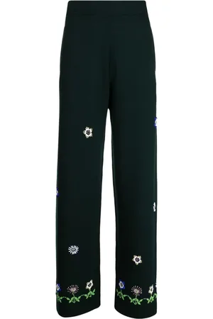 BODE Pantalon en laine à fleurs brodées