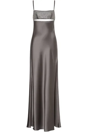 Alberta Ferretti Robe longue satinée à ornements en cristal