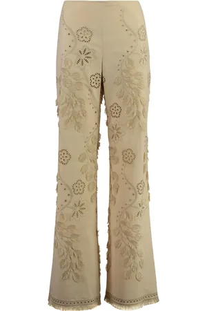 Alberta Ferretti Pantalon brodé à coupe évasée