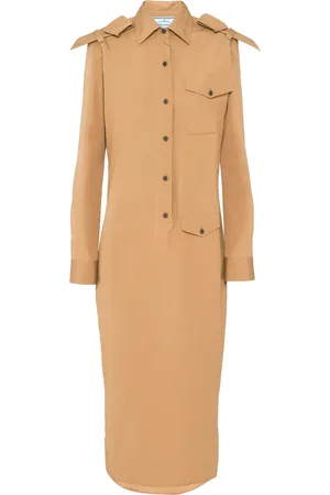 Prada Robe-chemise en coton à logo triangle