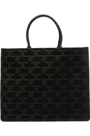 Elisabetta Franchi Grand sac à main en cuir à logo en jacquard