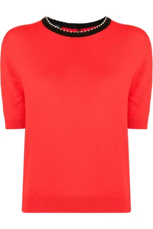 CHANEL T-shirt en cachemire à col bordé (années 1990-2000)