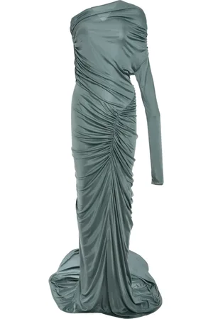 Atlein Robe longue froncée à une épaule
