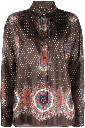 Etro Chemise imprimée en soie à col pointu