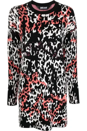 Roberto Cavalli Robe courte en jacquard à imprimé léopard