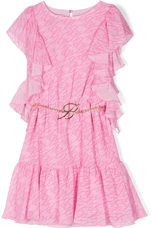 MISS BLUMARINE Robe volantée à ceinture logo