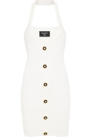 Balmain Robe courte en maille nervurée