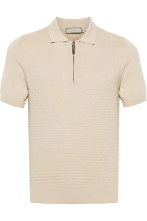 CANALI Polo en coton à fermeture zippée