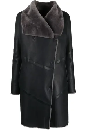 LISKA Manteau en fourrure à fermeture décalée