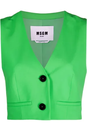 Msgm Veston en laine vierge à coupe crop