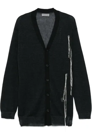YOHJI YAMAMOTO Cardigan en cachemire à coutures contrastantes