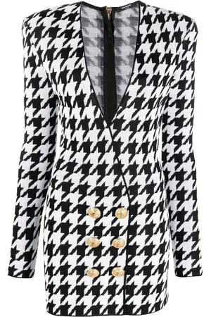 Balmain Robe à motif pied-de-poule