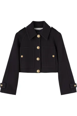 Palm Angels Manteau crop en laine vierge à taille ceinturée