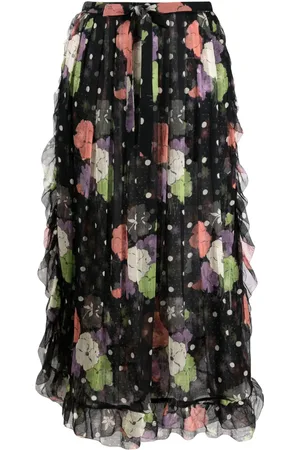 Etro Jupe mi-longue volantée à fleurs