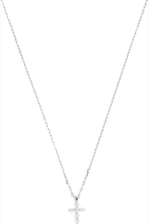 DJULA Collier Big Cross en or blanc 18ct orné de diamants