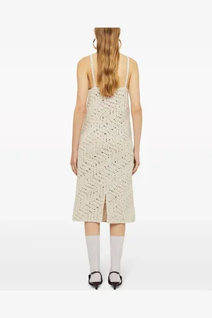Jil Sander Robe mi-longue en coton à broderies
