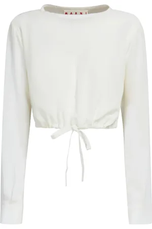 Marni Blouse crop à ourlet à lien de resserrage