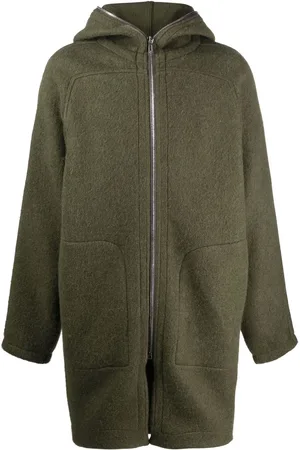 Rick Owens Manteau zippé en laine à capuche