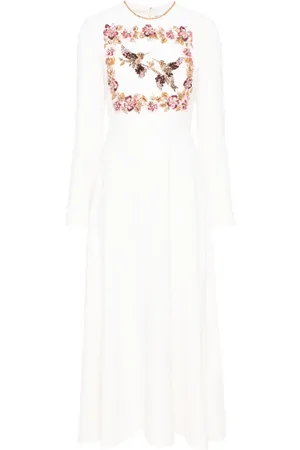 Dina Melwani Robe longue à ornements en cristal