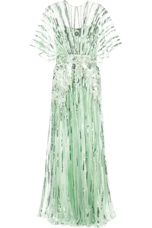Elie saab Robe longue en tulle à appliques fleurs