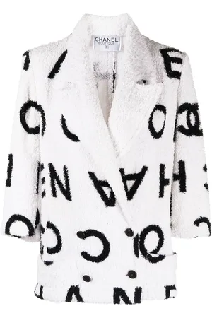 CHANEL Veste croisée à logo imprimé (années 1990)