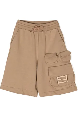 Fendi Short en coton à plaque logo