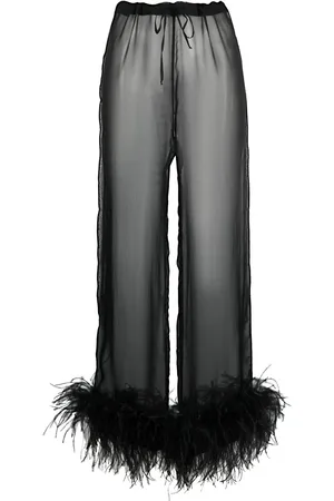 Oseree Bas de pyjama bordé de plumes