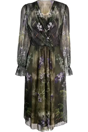 Alberta Ferretti Robe mi-longue en soie à fleurs