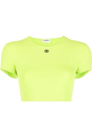 CHANEL T-shirt crop à logo CC brodé (1995)