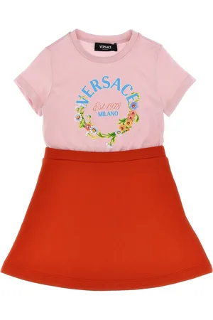 VERSACE Robe en coton à logo imprimé