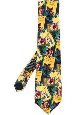 VERSACE Cravate en soie à imprimé graphique (années 1990)