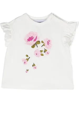 Simonetta T-shirt volanté à appliqué fleur