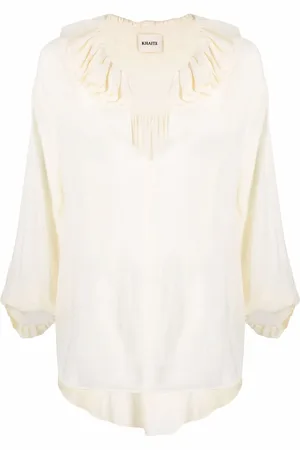Khaite Blouse à col volanté