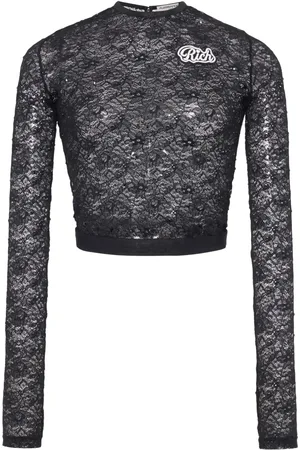 Alessandra Rich Haut crop en coton à logo appliqué