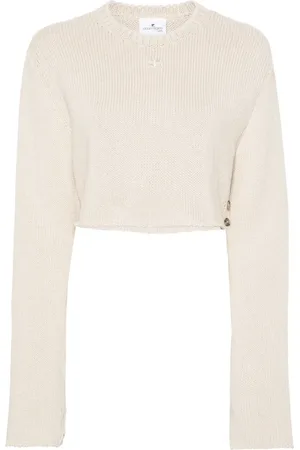Courrèges Pull crop à logo brodé