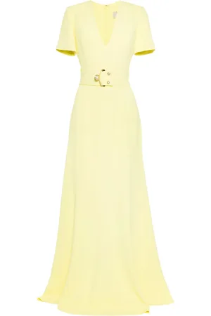 Elie saab Robe longue ceinturée à col v