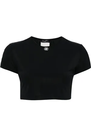 CHANEL T-shirt crop à logo CC brodé (années 1990-2000)