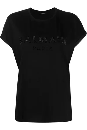Balmain T-shirt à logo strassé