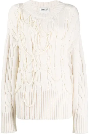 MONSE Pull en maille torsadée à ornements