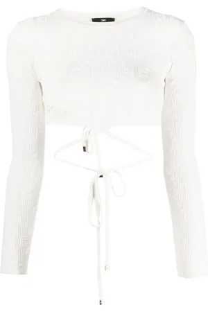 Elisabetta Franchi Haut crop nervuré à dos noué