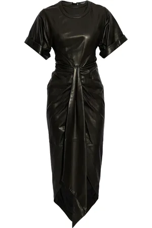 Balmain Robe en cuir à coupe mi-longue