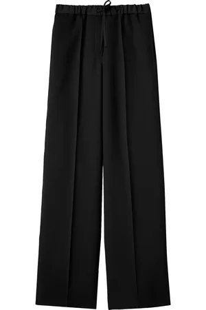 Jil Sander Pantalon droit en laine à lien de resserrage