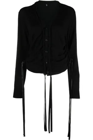 R13 Cardigan en mérinos à lien de resserrage