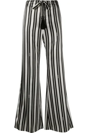 Fendi Pantalon évasé en soie à rayures